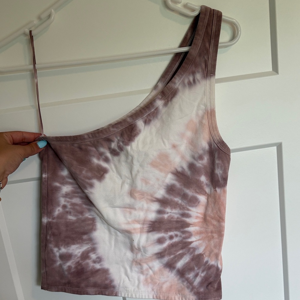 American Eagle Outfitters Brown and Cream Tie-Dye Tank Top